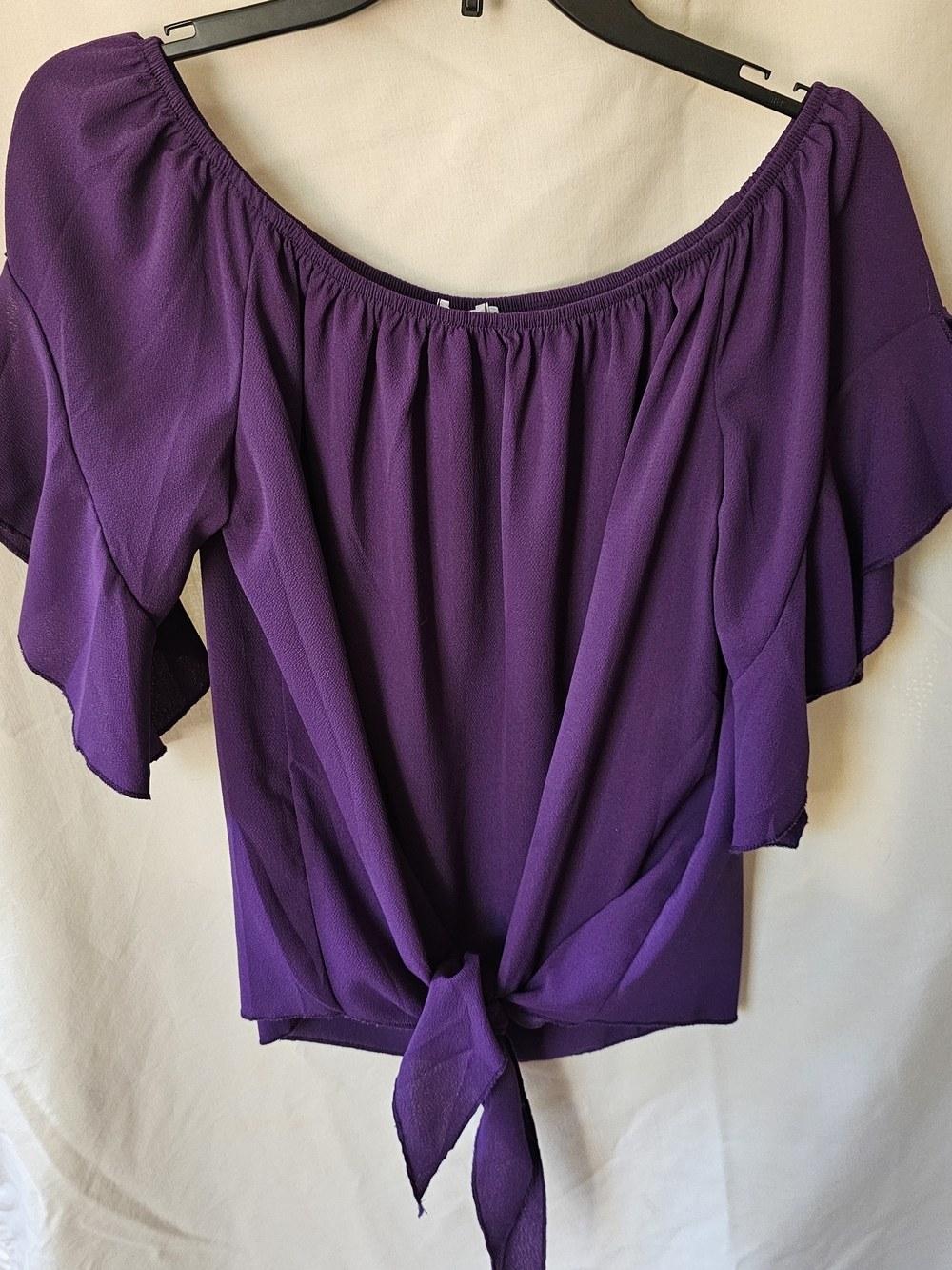 Tie-Front Blouse in Rich Purple